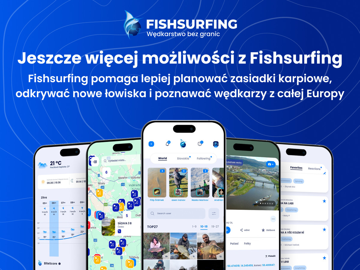 Aplikacja wędkarska Fishsurfing z funkcją BiteScore