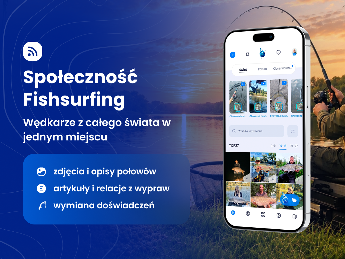 Aplikacja wędkarska Fishsurfing ze społecznością wędkarską
